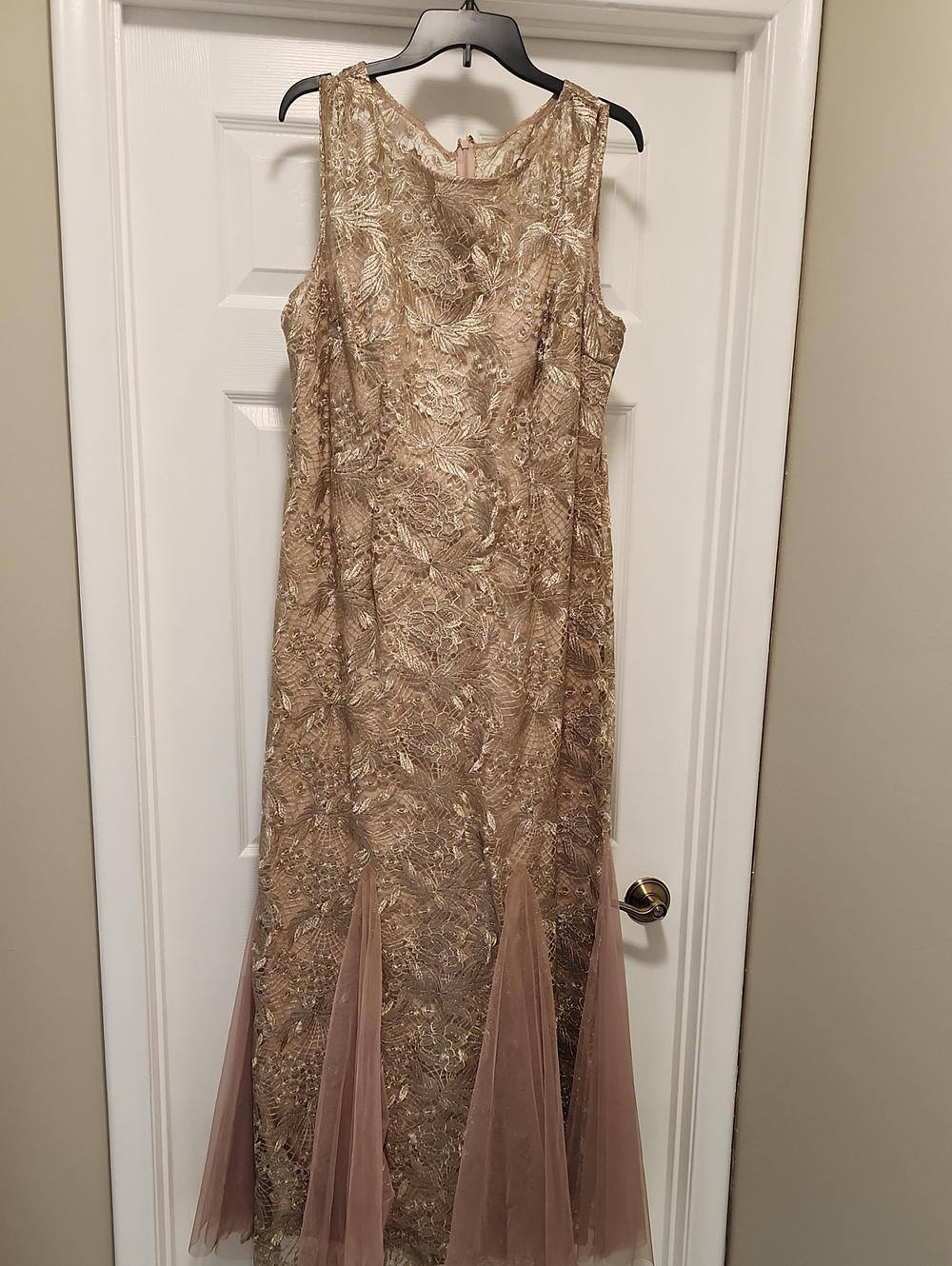 Beautiful Champagne color/Blush Dress Worn 1x to wedding Size 16